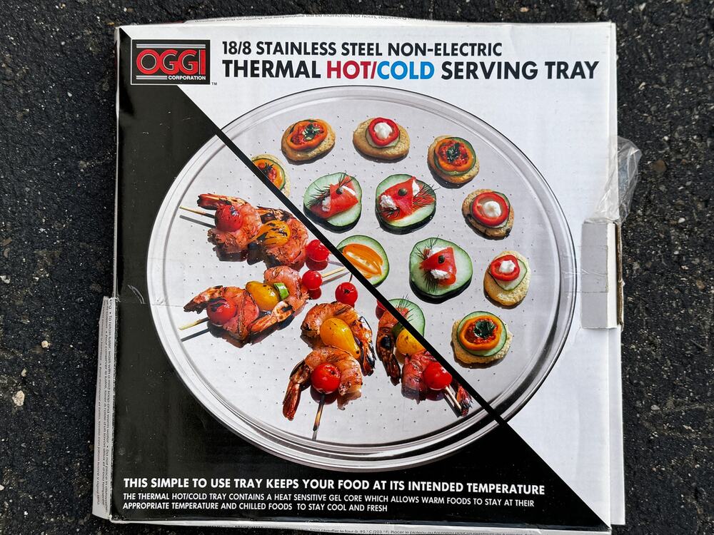 Oggi 18/8 Stainless Steel Non-Electric Thermal Hot/Cold Serving Tray